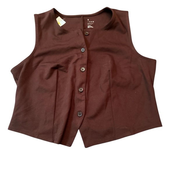 a new day Dark Brown Sleeveless Button-Down Shirt - Picture 1 of 3